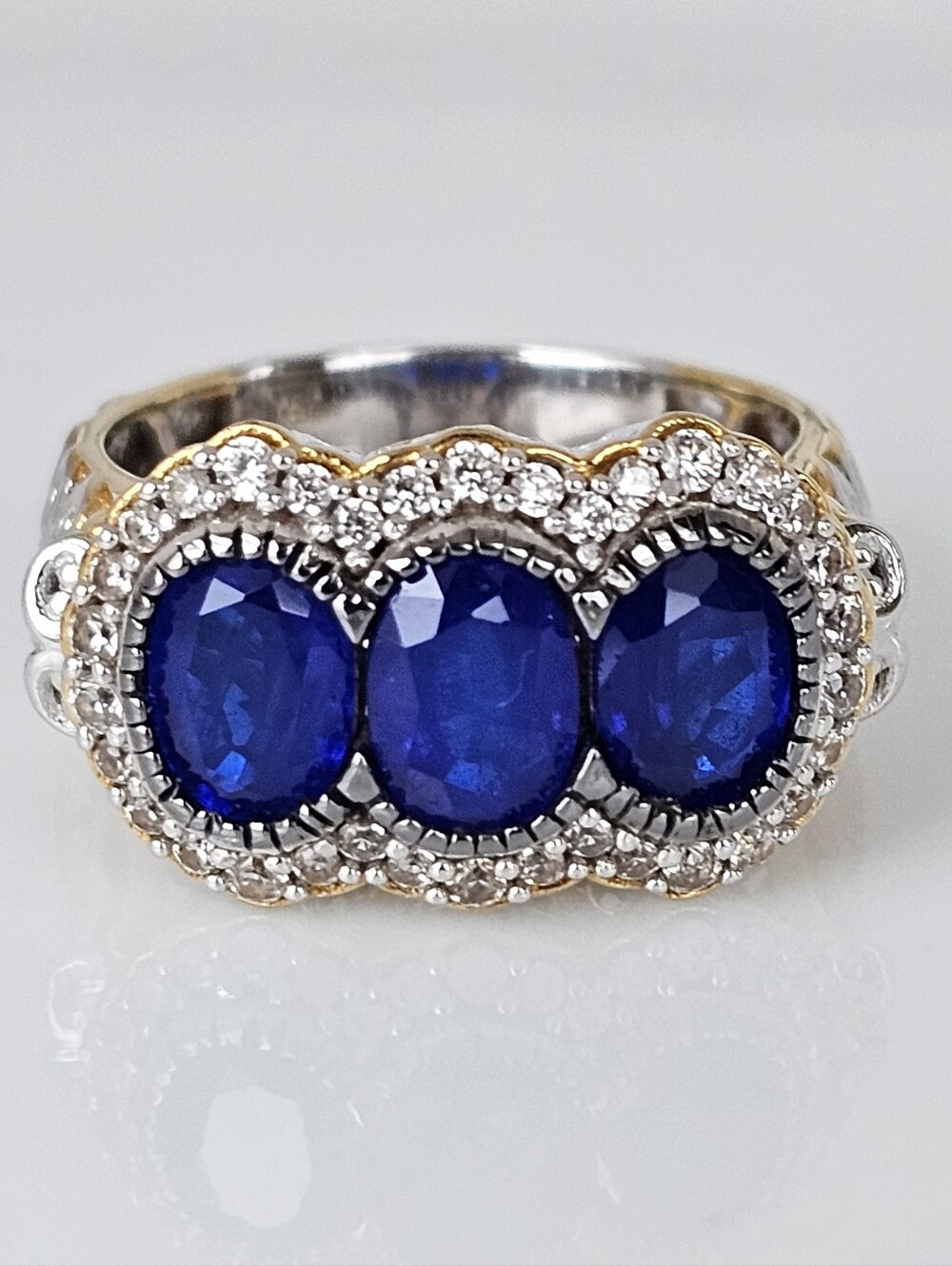 Natural Cobalt Blue Spinel Ring 24k Palladium Sterling Silver Size 8!